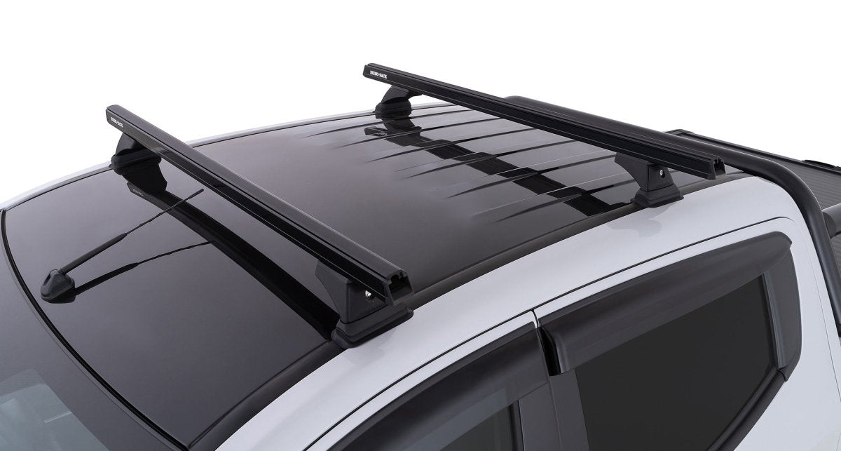 Kit 2 barres de toit noire 1250mm Heavy Duty RCH Trackmount Mitsubishi L200 Gen V MQ/MR 2015+ - RHINO-RACK Xperts 4x4