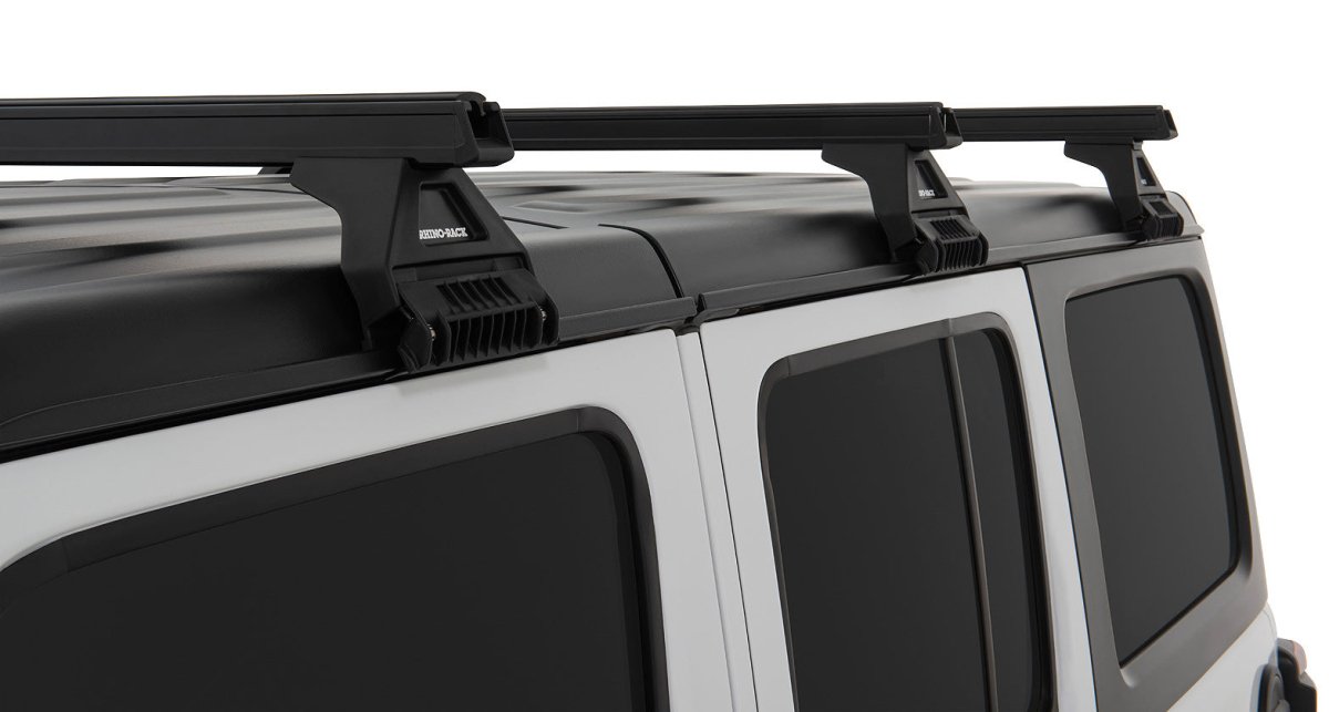 Kit 3 barres de toit noire Heavy Duty 1500mm avec pieds RL110 Jeep Wrangler JL 2019+ - RHINO-RACK Xperts 4x4