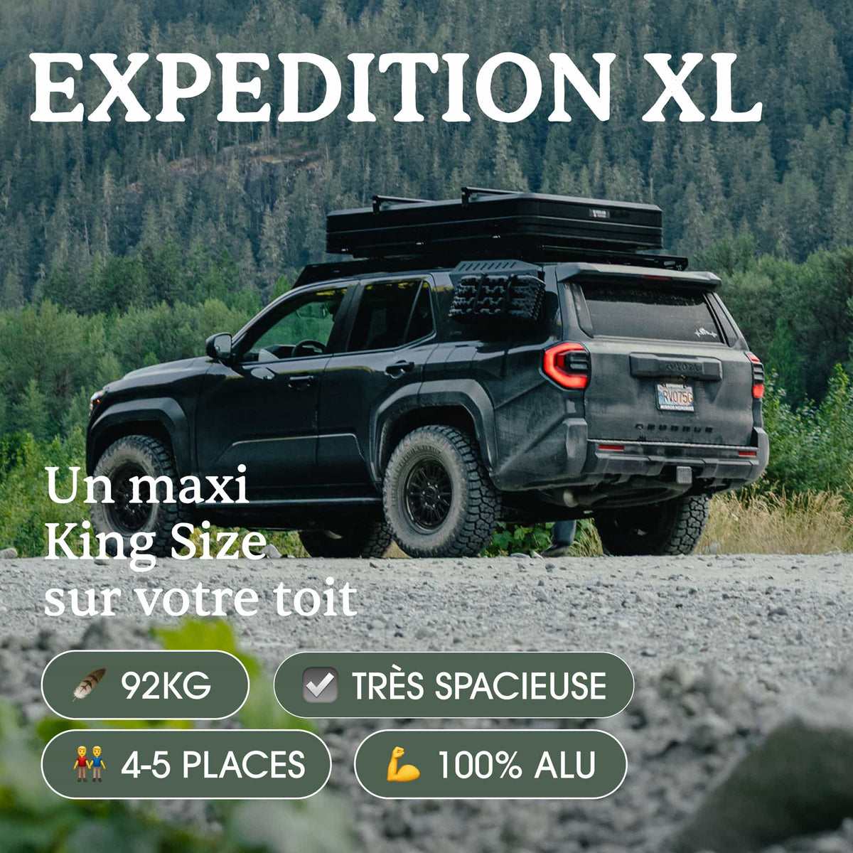 Tente de Toit Expedition XL Go Overland Canada – 4 à 5 Places - BYD Shark 2024+