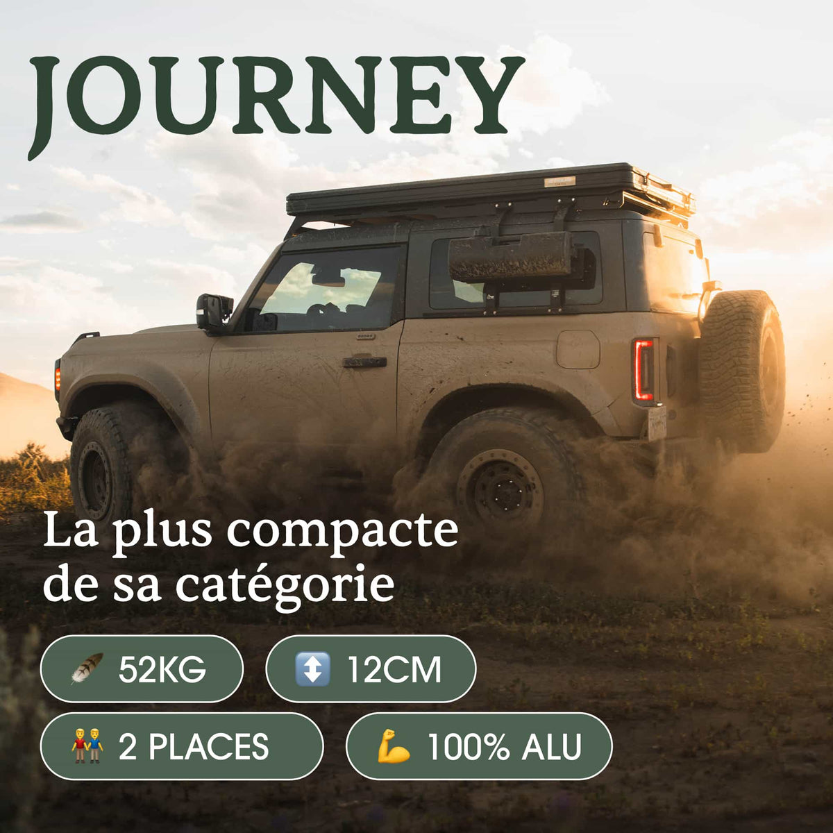 Tente de Toit Rigide JOURNEY - 2 Places Ultra Légère & Compacte - BYD Shark 2024+