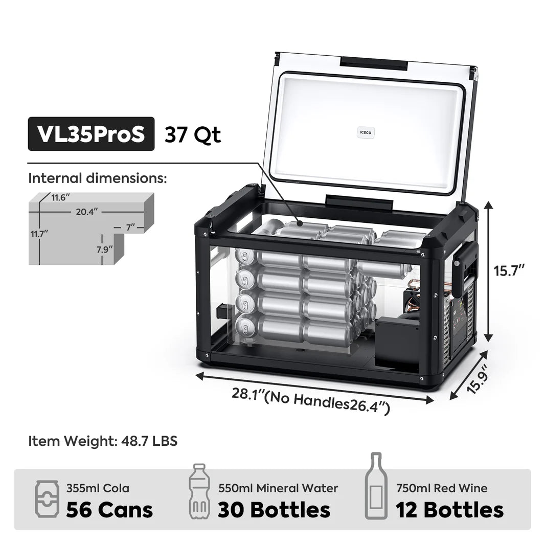 Glacière Compression ICECO VL35ProS 35L Portable pour 4x4 OffRoad - BYD Shark 2024+