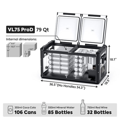 Refrigerateur/Congelateur ICECO 75L Double Compartiments - Gris - BYD Shark 2024+