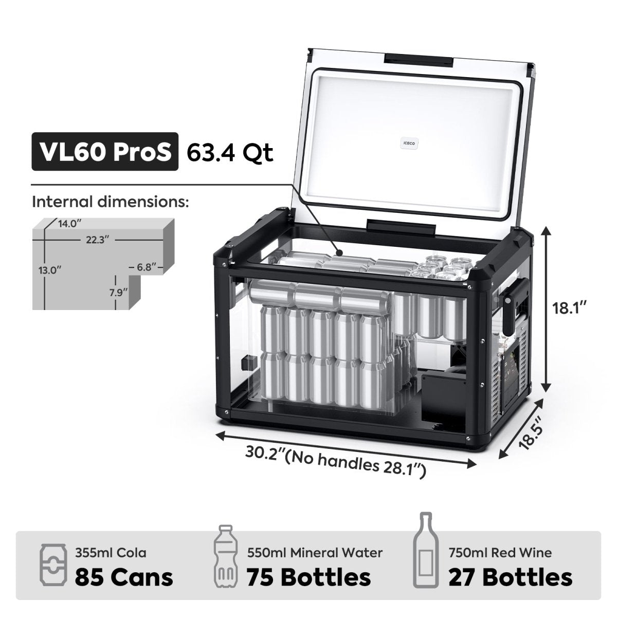 Réfrigérateur Congélateur ICECO VL60PROS 60L - Gris - BYD Shark 2024+