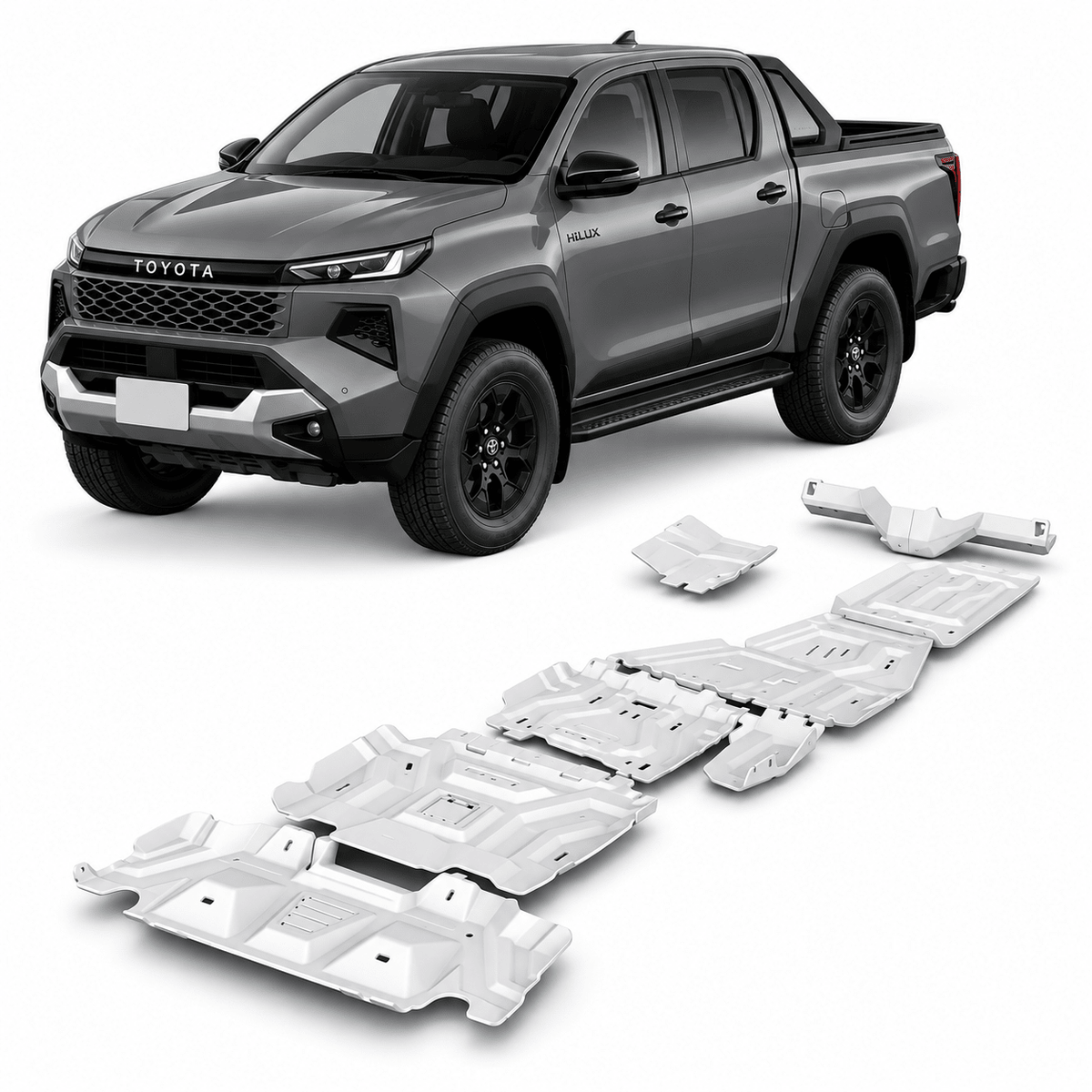 Kit 6 blindages aluminium 4 mm + différentiel 6 mm Toyota Hilux Travo 2026+ – RIVAL4X4 - Toyota Hilux 2026+