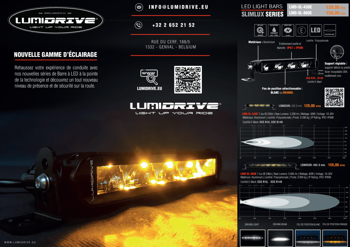 Barre LED Lumidrive SL-430E Slimlux 30W - Compacte & Puissante - BYD Shark 2024+