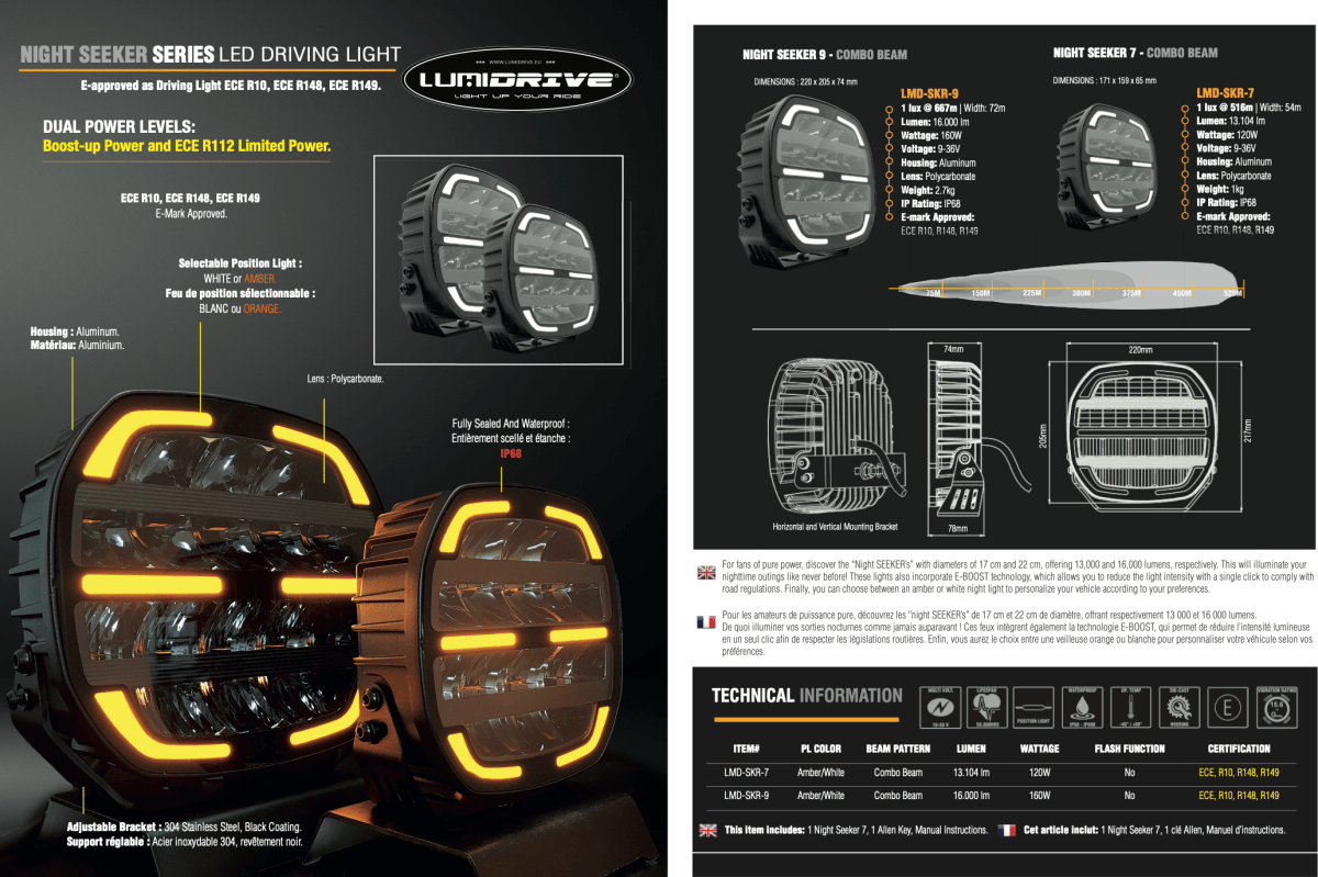 Feu de Conduite LED Lumidrive Night Seeker 9 - Puissance Pure - BYD Shark 2024+
