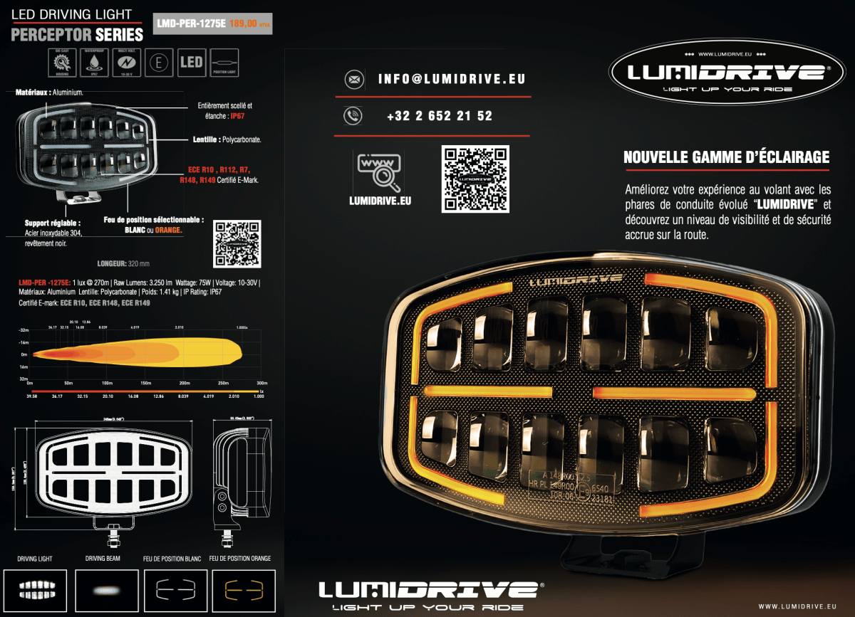 Feu de route LED Lumidrive Perceptor 1275 - Puissance & Style - BYD Shark 2024+