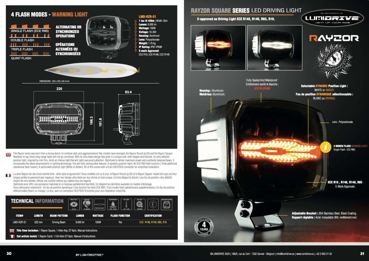 Feux de Position LUMIDRIVE Rayzor S1 - Puissance & Style - BYD Shark 2024+