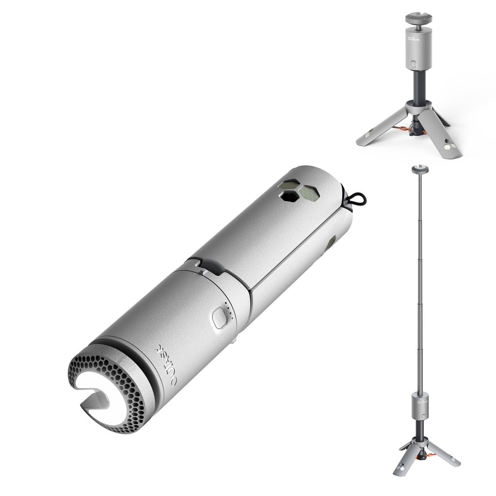 OuTask Lampe Télescopique Gris Clair - Outdoor LED 720° Rechargeable - BYD Shark 2024+