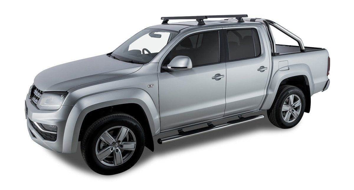 Kit 2 barres de toit noire 1375mm Heavy Duty avec pieds RCH Volkswagen Amarok 2H 2011-2023 - RHINO-RACK - VW Amarok 2011-2022