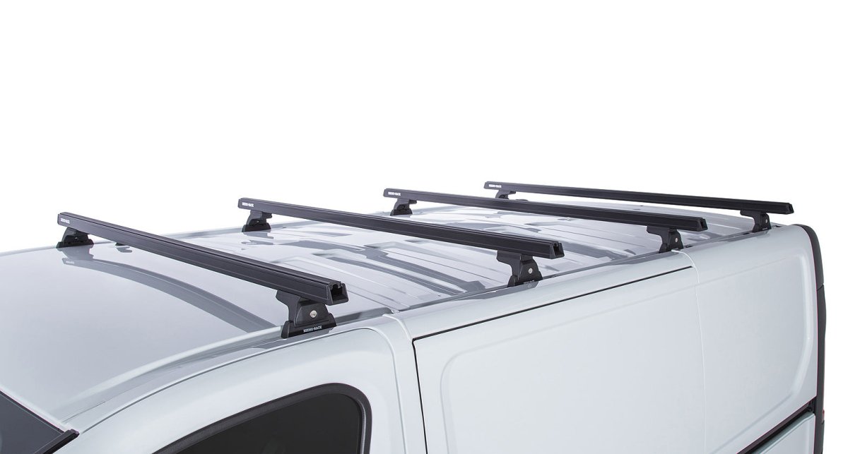 Kit 4 barres de toit noire 1650mm Heavy Duty avec pieds RLT600 Renault Trafic X82 2015+ - RHINO-RACK -