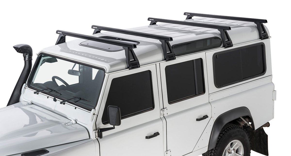 Kit 4 barres de toit noire Heavy Duty 1500mm avec pieds RL210 Land Rover Defender 110 1993-2020 - RHINO-RACK - Defender 110