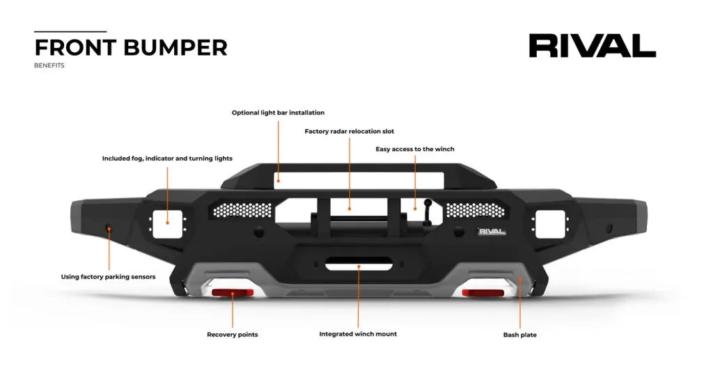 Pare-choc Avant Rival 4x4 Ford Raptor 2023+ | Aluminium Noir - Ford Ranger/Raptor 2023+