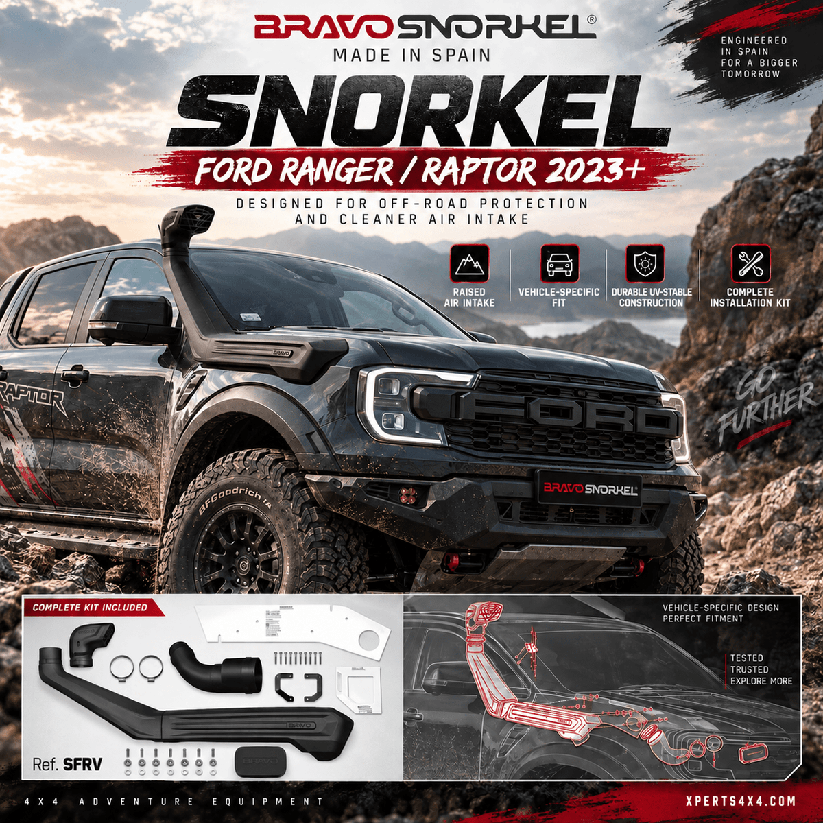 Snorkel Ford Ranger/Raptor 2023+ | BRAVO SNORKEL Xperts 4x4