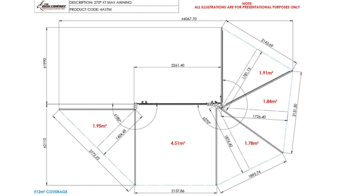 Auvent 270° XT MAX The Bush Company – Auto-Portant 4x4 - BYD Shark 2024+