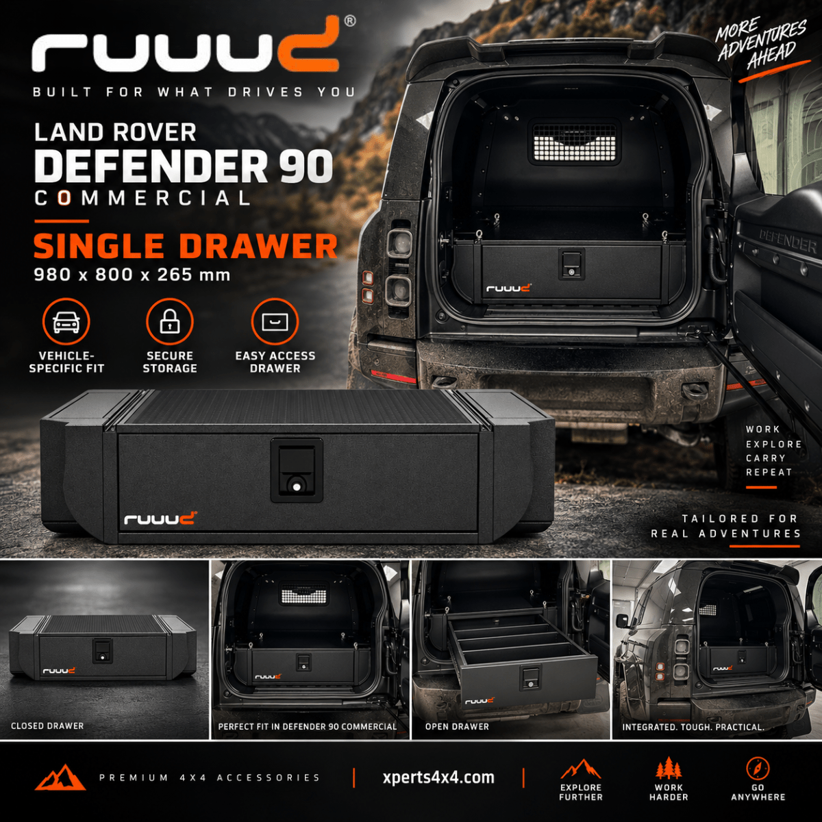 Tiroir RUUUD Defender 90 Commercial (980 x 800 x 265mm) Xperts 4x4