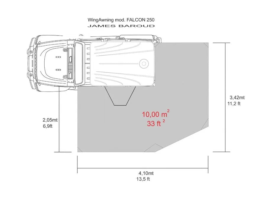 Auvent 270° Falcon James Baroud - 250cm - Autoportant - BYD Shark 2024+
