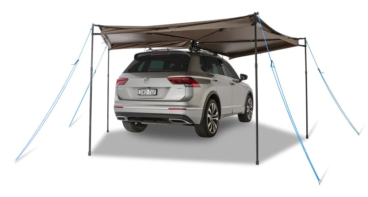 Auvent circulaire 270° Batwing Compact 2m (version droite) - avec fixations STOW IT - RHINO-RACK - BYD Shark 2024+