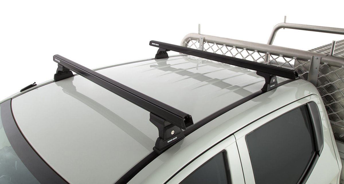Kit 2 barres de toit noire 1250 mm Heavy Duty RLT600 Ditch Mount Mitsubishi L200 Gen V MQ/MR 2015+ - RHINO-RACK - Mitsubishi L200 2015-2019