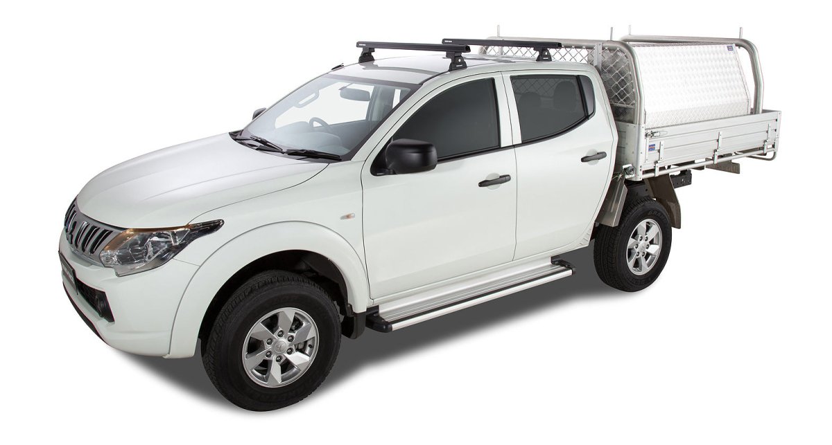 Kit 2 barres de toit noire 1250 mm Heavy Duty RLT600 Ditch Mount Mitsubishi L200 Gen V MQ/MR 2015+ - RHINO-RACK - Mitsubishi L200 2015-2019