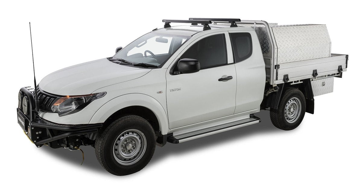 Kit 2 barres de toit noire 1250 mm Heavy Duty RLT600 Ditch Mount Mitsubishi L200 Gen V MQ/MR 2015+ - RHINO-RACK - Mitsubishi L200 2015-2019