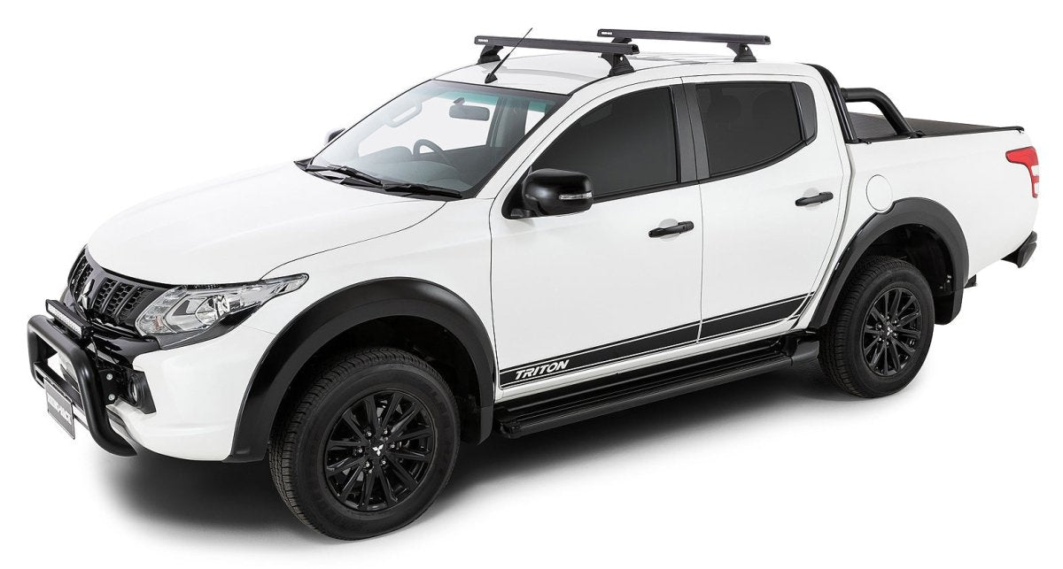 Kit 2 barres de toit noire 1250mm Heavy Duty RCH Trackmount Mitsubishi L200 Gen V MQ/MR 2015+ - RHINO-RACK - Mitsubishi L200 2015-2019