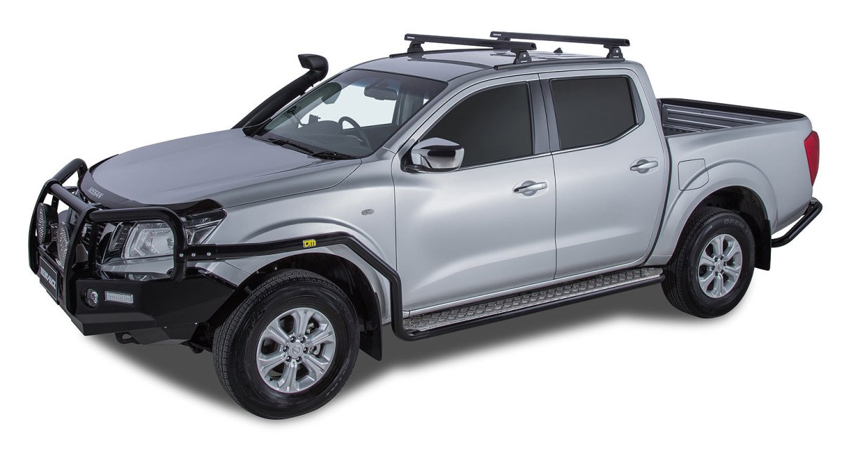 Kit 2 barres de toit noire 1250mm Heavy Duty RLT600 Trackmount Nissan Navara NP300 2015-2021 - RHINO-RACK - Nissan Navara D23