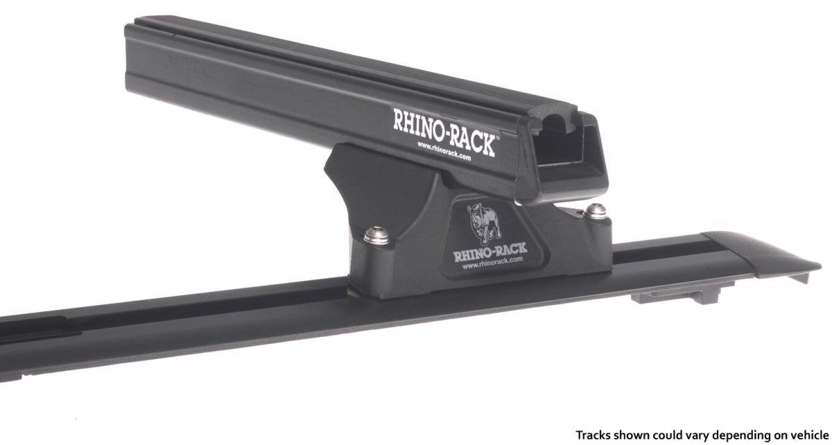 Kit 2 barres de toit noire 1375mm Heavy Duty RLTP Trackmount Nissan Navara D40 2005-2015 - RHINO-RACK - Nissan Navara D40