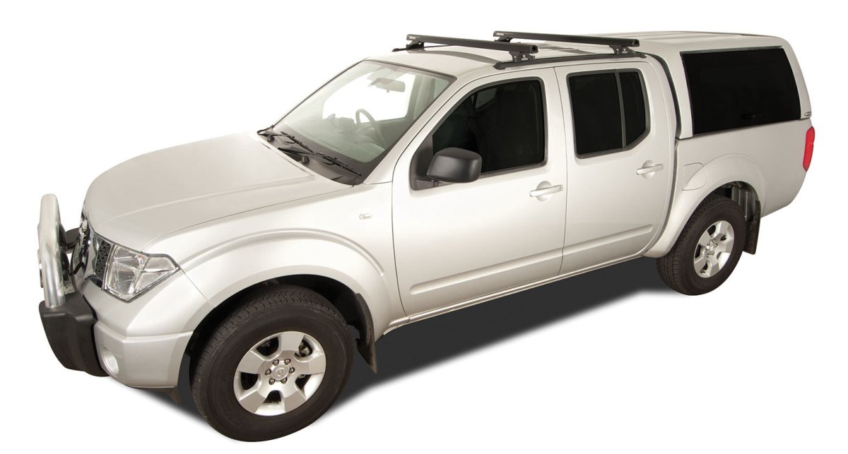 Kit 2 barres de toit noire 1375mm Heavy Duty RLTP Trackmount Nissan Navara D40 2005-2015 - RHINO-RACK - Nissan Navara D40