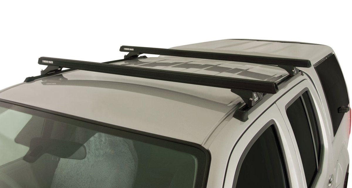 Kit 2 barres de toit noire 1375mm Heavy Duty RLTP Trackmount Nissan Navara D40 2005-2015 - RHINO-RACK - Nissan Navara D40