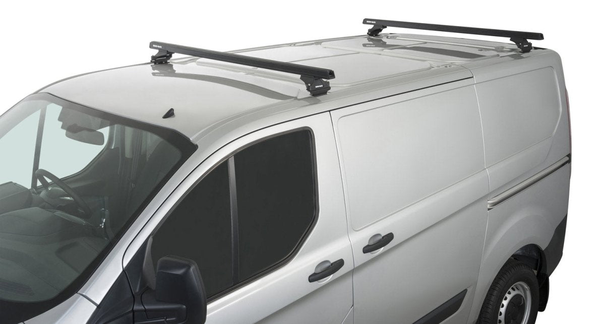 Kit 2 barres de toit noire Heavy Duty avec pieds RLTP Ford Transit Custom 2014+ - RHINO-RACK -