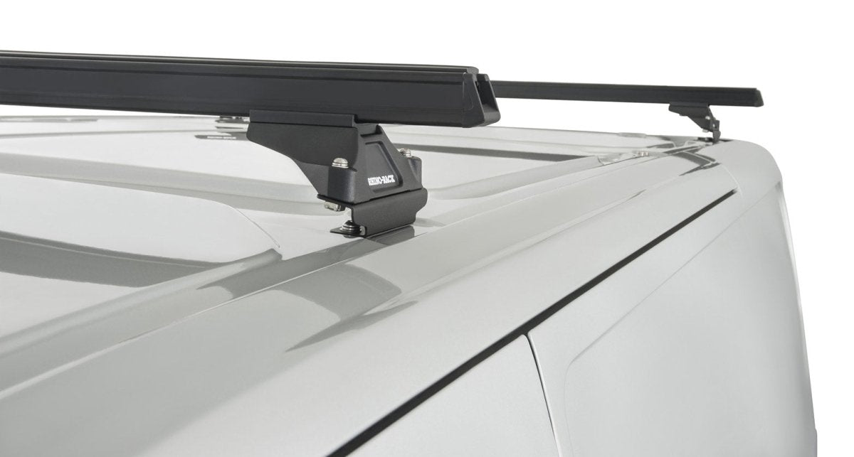 Kit 2 barres de toit noire Heavy Duty avec pieds RLTP Ford Transit Custom 2014+ - RHINO-RACK -