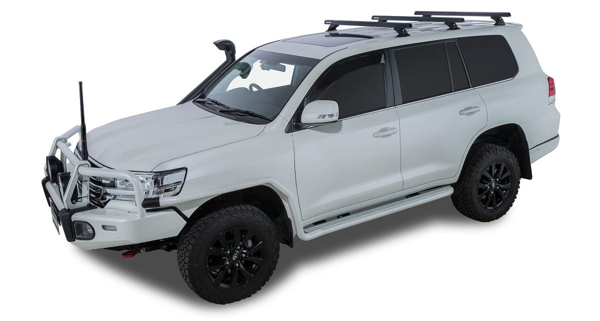 Kit 3 barres de toit noire 1375mm Heavy Duty avec pieds RCH Toyota Land Cruiser série 200 2007-2021 - RHINO-RACK - Toyota LC200