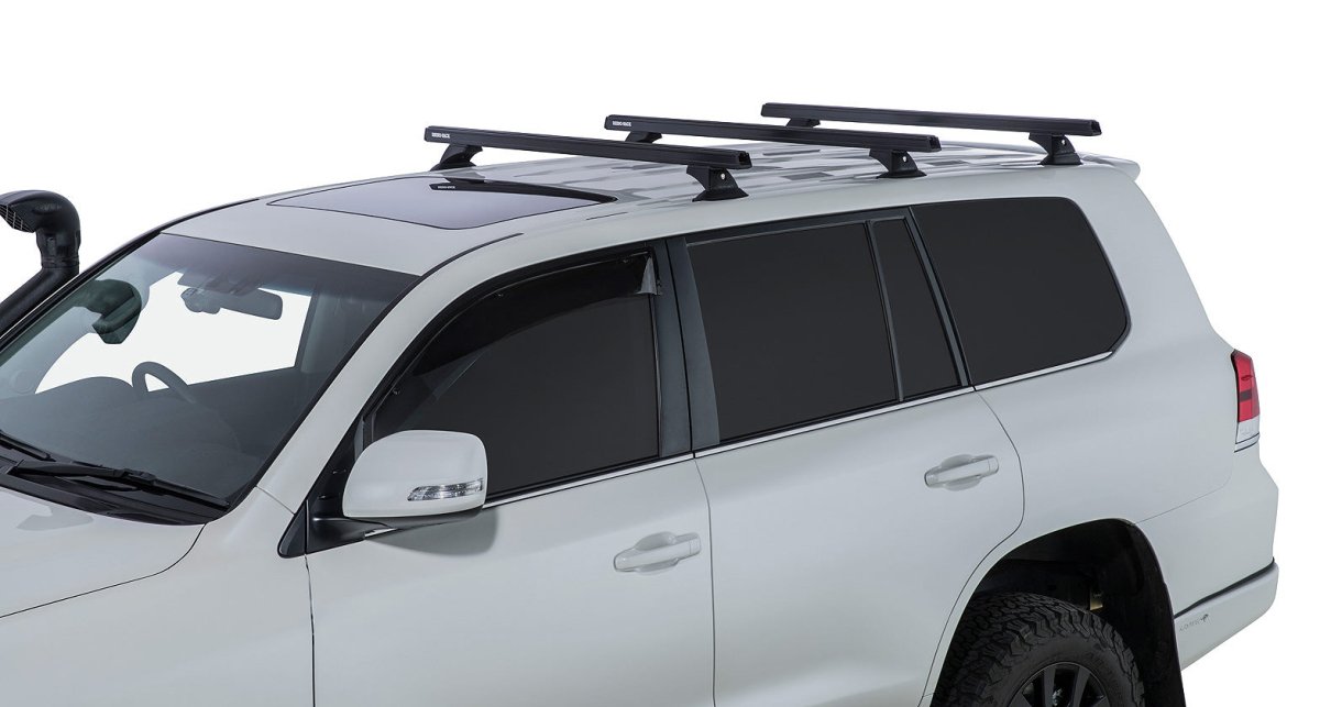 Kit 3 barres de toit noire 1375mm Heavy Duty avec pieds RCH Toyota Land Cruiser série 200 2007-2021 - RHINO-RACK - Toyota LC200