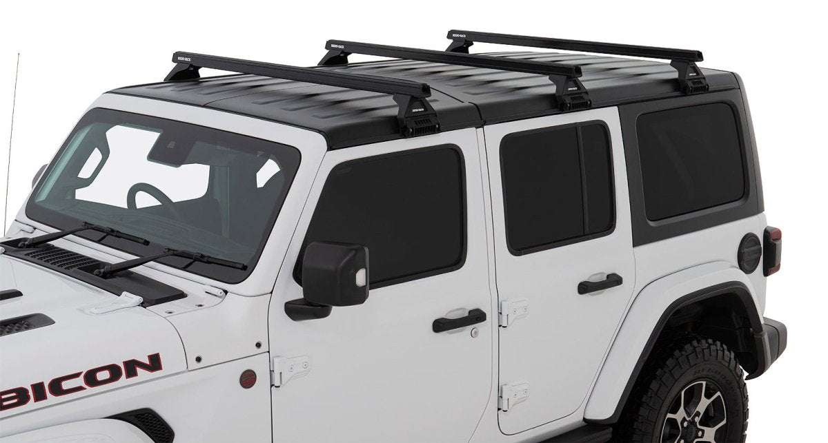 Kit 3 barres de toit noire Heavy Duty 1500mm avec pieds RL110 Jeep Wrangler JL 2019+ - RHINO-RACK - Jeep JL