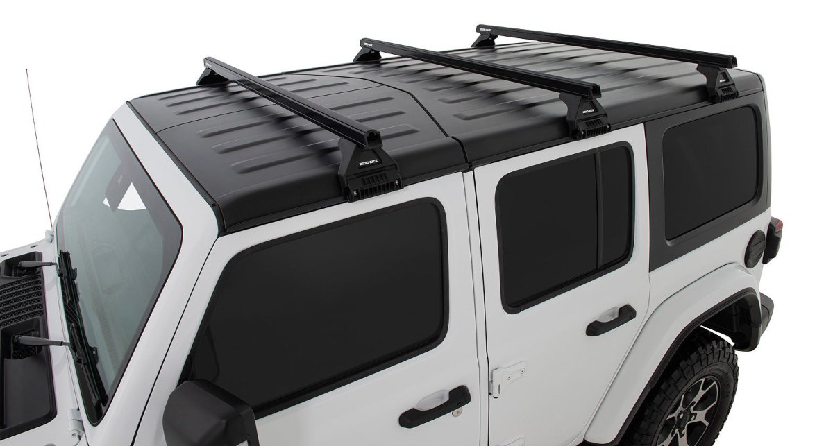 Kit 3 barres de toit noire Heavy Duty 1500mm avec pieds RL110 Jeep Wrangler JL 2019+ - RHINO-RACK - Jeep JL