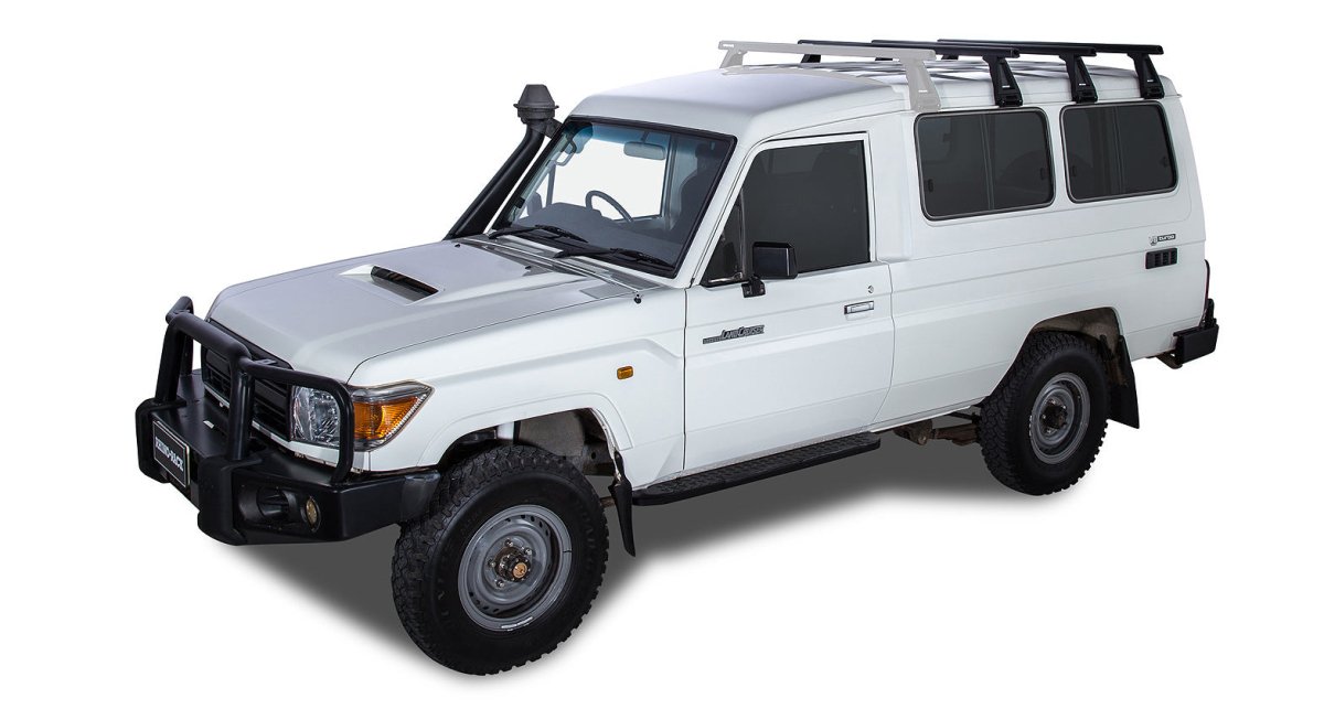 Kit 3 barres de toit noire Heavy Duty 1500mm avec pieds RL210 Toyota Land Cruiser série 78 2007+ - RHINO-RACK - Toyota Land Cruiser 78/79