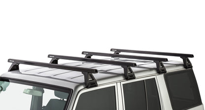 Kit 4 barres de toit noire Heavy Duty 1500mm avec pieds RL150 Toyota Land Cruiser série 76 2007+ - RHINO-RACK - Toyota 70 Series
