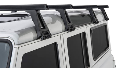 Kit 4 barres de toit noire Heavy Duty 1500mm avec pieds RL210 Land Rover Defender 110 1993-2020 - RHINO-RACK - Defender 110