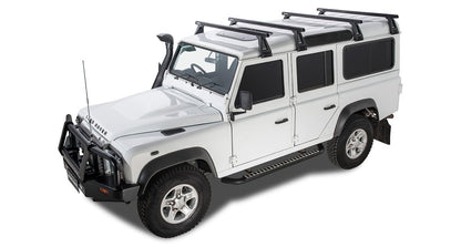 Kit 4 barres de toit noire Heavy Duty 1500mm avec pieds RL210 Land Rover Defender 110 1993-2020 - RHINO-RACK - Defender 110