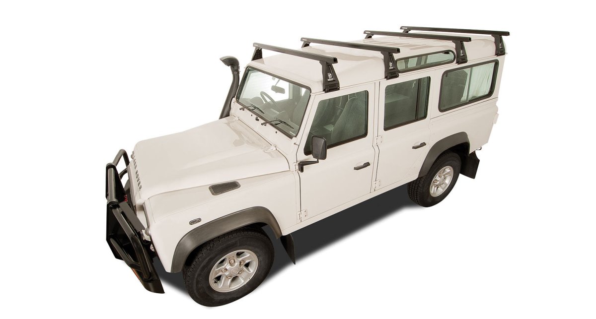 Kit 4 barres de toit noire Heavy Duty 1500mm avec pieds RL210 Land Rover Defender 110 1993-2020 - RHINO-RACK - Defender 110
