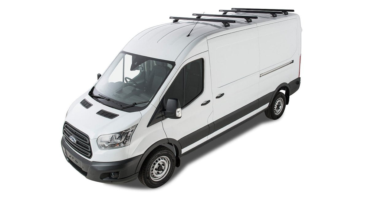 Kit 4 barres de toit noire Heavy Duty 1800mm avce pieds RLTP Ford Transit 2014+ - RHINO-RACK -