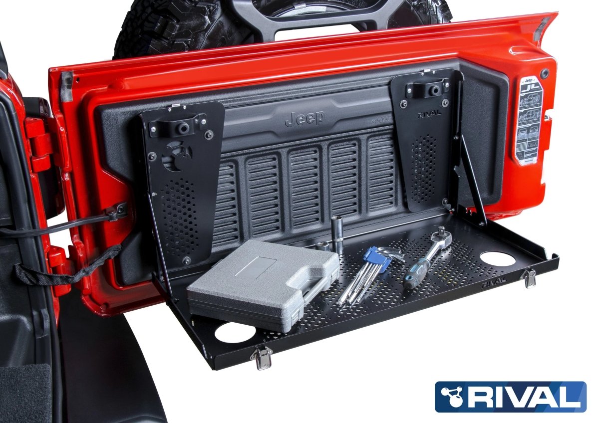 Table Pliante sur Porte Arriere Jeep Wrangler JL - Rival 4x4 - BYD Shark 2024+