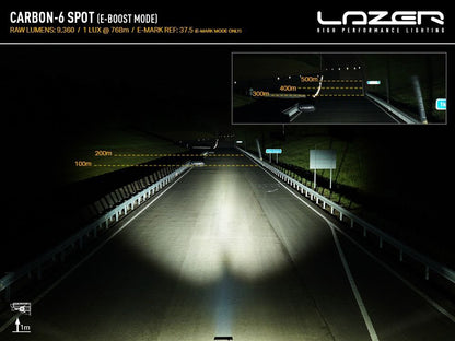 LAZER LAMPS Carbon-6 Spot Mode Jaune — Phare LED Compact 9360 lm - BYD Shark 2024+