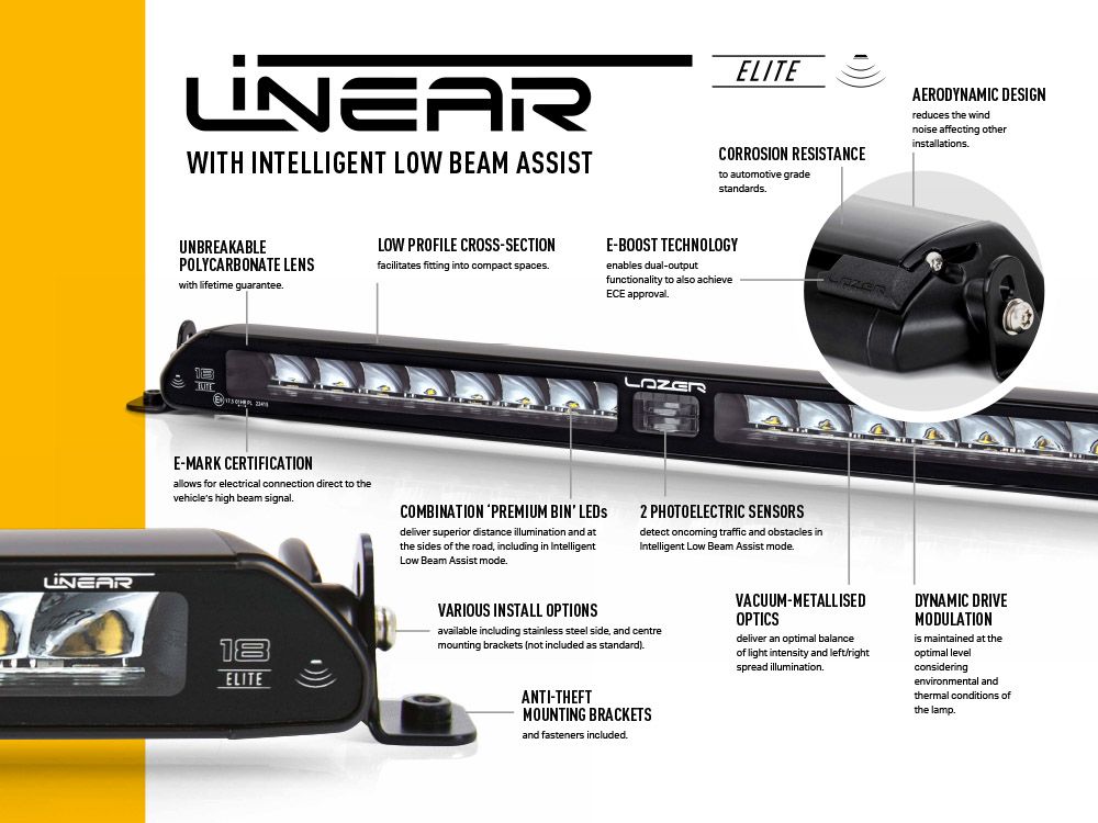 LAZER LAMPS Linear-18 Elite i-LBA — Barre LED 18000 lm - BYD Shark 2024+
