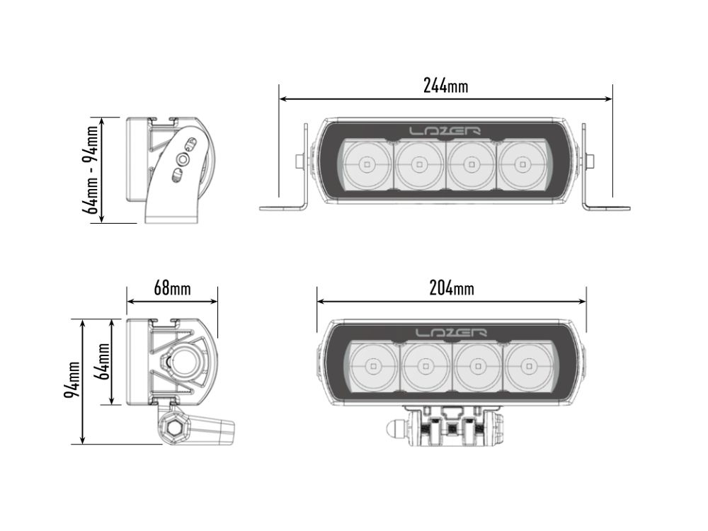LAZER LAMPS ST4 Évolution — Barre LED Slim 4136 lm - BYD Shark 2024+