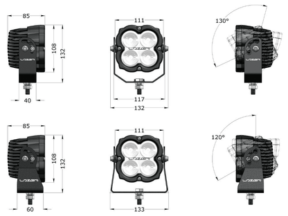 Spot à LED LAZER LAMPS Utility 45 (Support Large) - Homologué ADR - BYD Shark 2024+