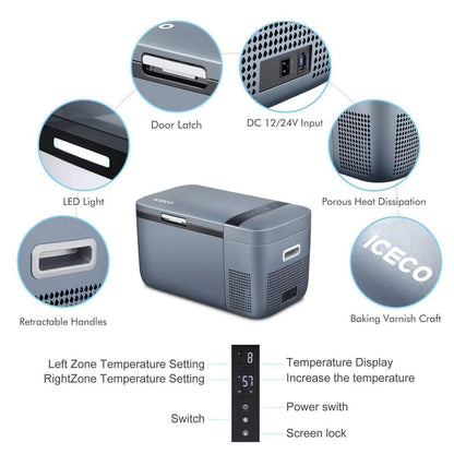 Frigo Congélateur ICECO GO20 Dual-Zone Gris – L'autonomie 4x4 - BYD Shark 2024+