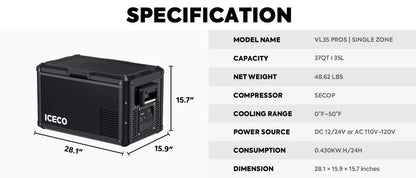 Glacière Compression ICECO VL35ProS 35L Vert Olive - BYD Shark 2024+