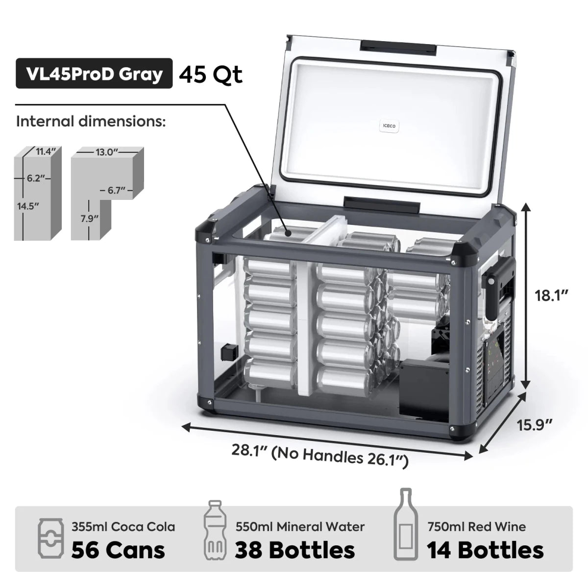 Refrigerateur/Congelateur ICECO 45L Double Compartiments - Noir - BYD Shark 2024+